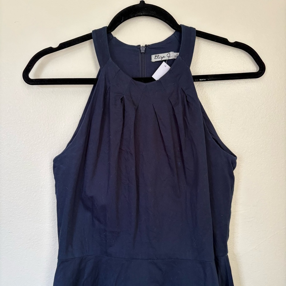 Eliza J Navy and White Striped Midi Dress Size 4 - Picture 2 of 15